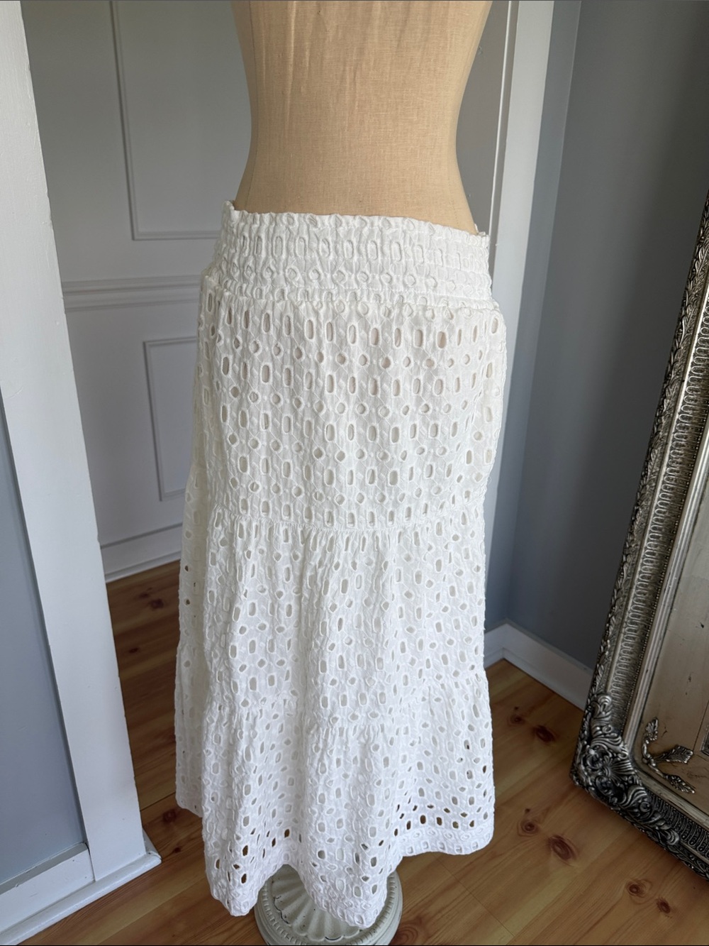 Anthropologie White Eyelet Maxi Skirt
